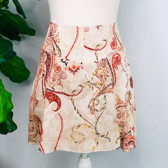 NWT HAUTE HIPPE SILK PAISLEY HIGH WAISTED SKIRT